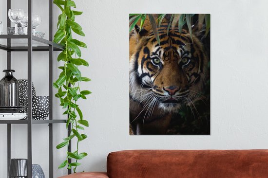 OneMillionCanvasses - Toile - Tigre - Feuilles - Nature - Décoration murale - 40x60 cm - Peintures sur toile - Toile canvas