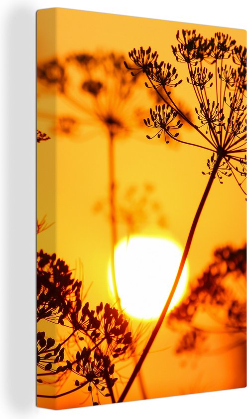 OneMillionCanvasses - Toile - Peinture - Soleil - Plantes - Oranje - Horizon - Photo sur toile - Toile - 40x60 cm - Décoration murale