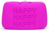 Opbergtas happy happy happy siliconen rits - purple