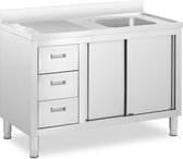 2 Tables De Travail Inox VidaXL 200x50cm - Portes Coulissantes, Rangement - Pour Cuisine Pro