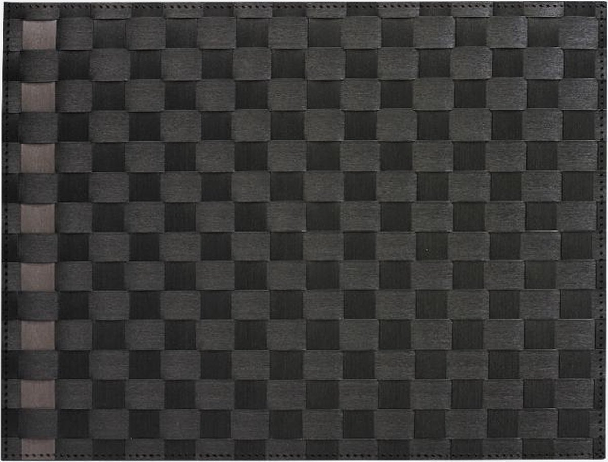 Saleen breed geweven placemat uit kunststof zwart en taupe 30x40cm