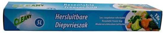 Cleany - Diepvrieszakken - 15 Stuks - 5 Liter - Hersluitbaar — afbeelding 2