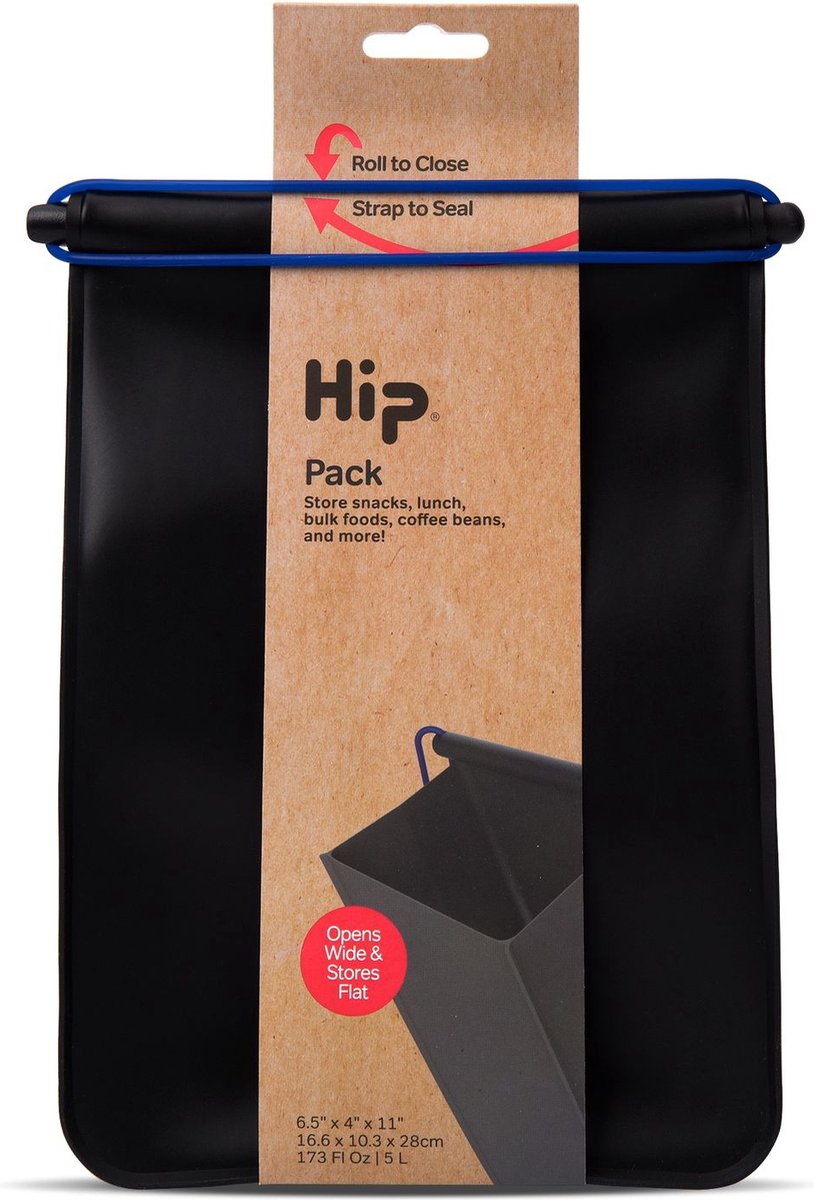 Herbruikbare Lunchzak, Pack - Groot, 4.1 Liter, Zwart - HIP