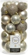 90x Boules de Noël en plastique perle clair/champagne 4 - 5 - 6 cm - Boules de Noël en plastique incassables