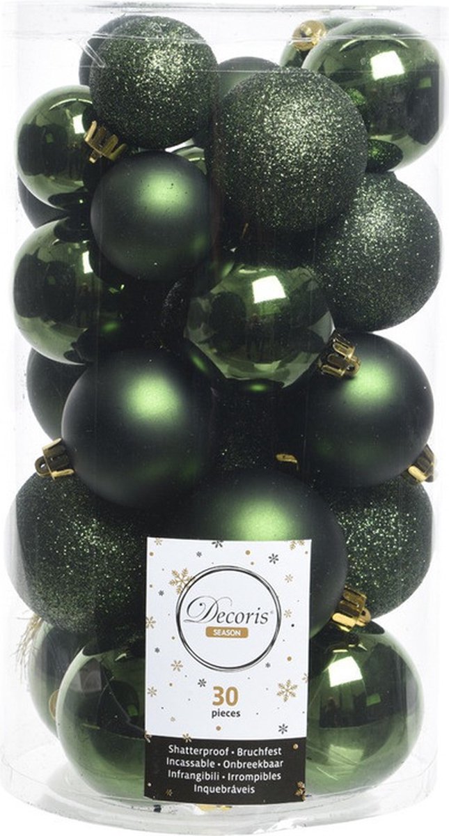 90x Donkergroene kunststof kerstballen 4 5 6 cm Mat/glans/glitter