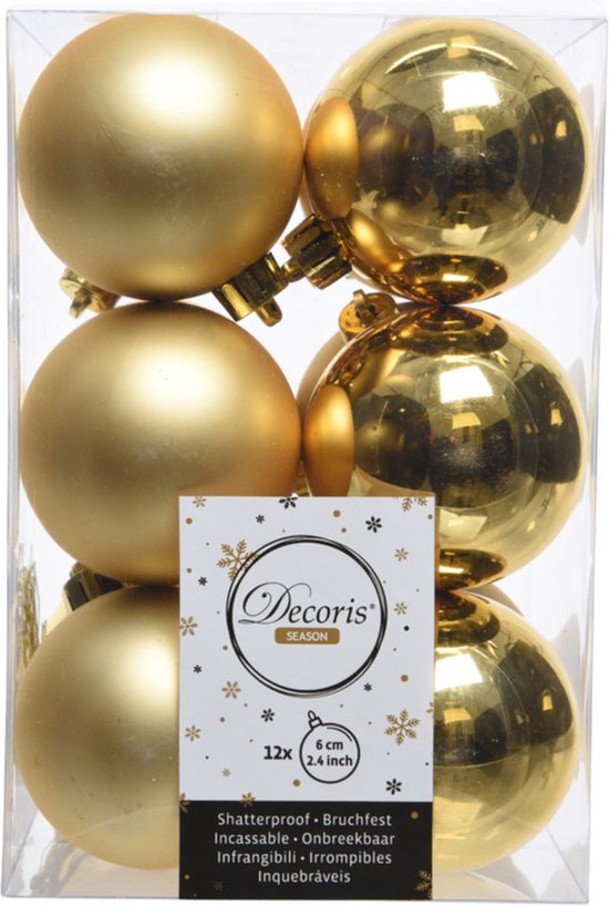 Décorations de Noël de Noël Boules de Noël en plastique or 5-6-8 cm paquet de 45x pièces - Avec étoile en plastique de 19 cm