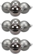 16x stuks kerstversiering kerstballen titanium grijs van glas - 10 cm - mat/glans - Kerstboomversiering