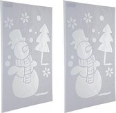 2x Kerst raamsjablonen sneeuwpop plaatjes 54 cm - Raamdecoratie Kerst - Sneeuwspray sjabloon