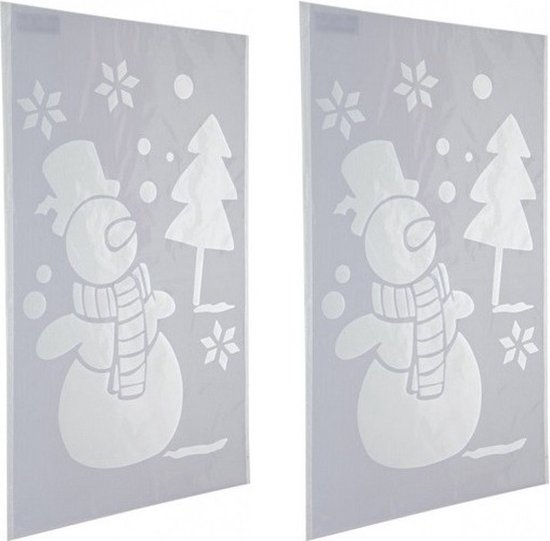 Autocollants Statiques Fenêtre Noël 2026 - Bonhommes De Neige Et Flocons, Réutilisables, 60x40 Cm, Sans Traces