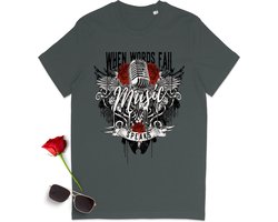 Cadeau voor Muziekliefhebber - Muziek T-shirt met Quote - Dames en Heren - Grijs - L