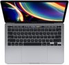 MacBook Pro argenté ouvert, affichant un fond d'écran abstrait coloré, avec un clavier Qwerty NL.