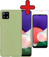 Hoesje Geschikt voor Samsung M22 Hoesje Siliconen Case Hoes Met Screenprotector - Hoes Geschikt voor Samsung Galaxy M22 Hoes Cover Case - Groen
