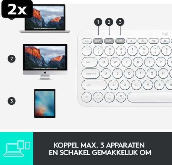 Logitech K380 Multi-Device Bluetooth Wireless Keyboard, Easy-Switch Design, Slim, draagbaar, 2 jaar batterij, compatibel met pc, laptop, Windows, Mac, iPad OS, Apple TV, Duits QWERTZ - zand