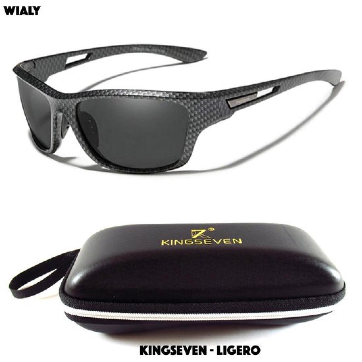 KingSeven - Ligero - Lichtgewicht sport-zonnebril van koolstofvezel versterkt kunststof - Met gepolariseerde UV400 glazen - Z135