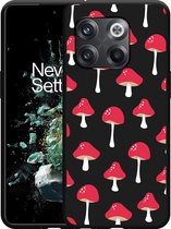 OnePlus 10T Hoesje Zwart Paddenstoelen - Designed by Cazy