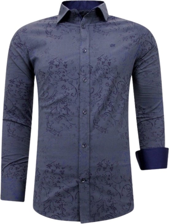 Print Overhemd Heren - Slim Fit - 3066NW - Blauw