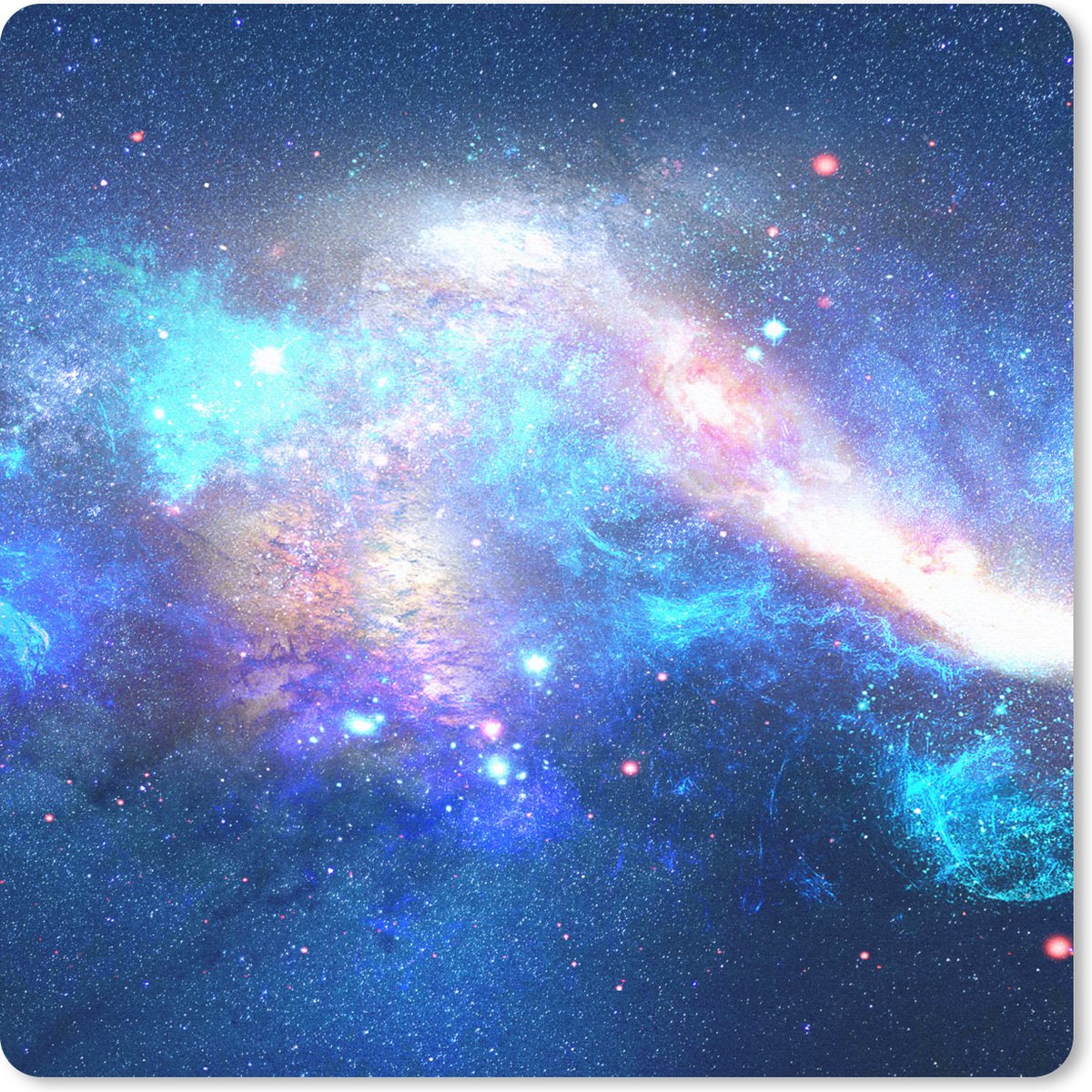 Muismat 20x20 cm - Mousepad Blauw - Sterren - Ruimte - Muismatten