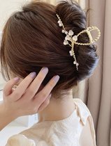 Nerissa- Luxe haarklem Bloemetjes - Haarclip/Haarspeld - Haaraccessoires Bruiloft- Goud