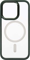 Shop4 - Geschikt voor iPhone 14 Pro Hoesje - Luxe Bumper Back Case met Magneetfunctie Metaal Groen