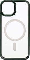 Shop4 - iPhone 14 Hoesje - Luxe Bumper Back Case met Magneetfunctie Metaal Groen