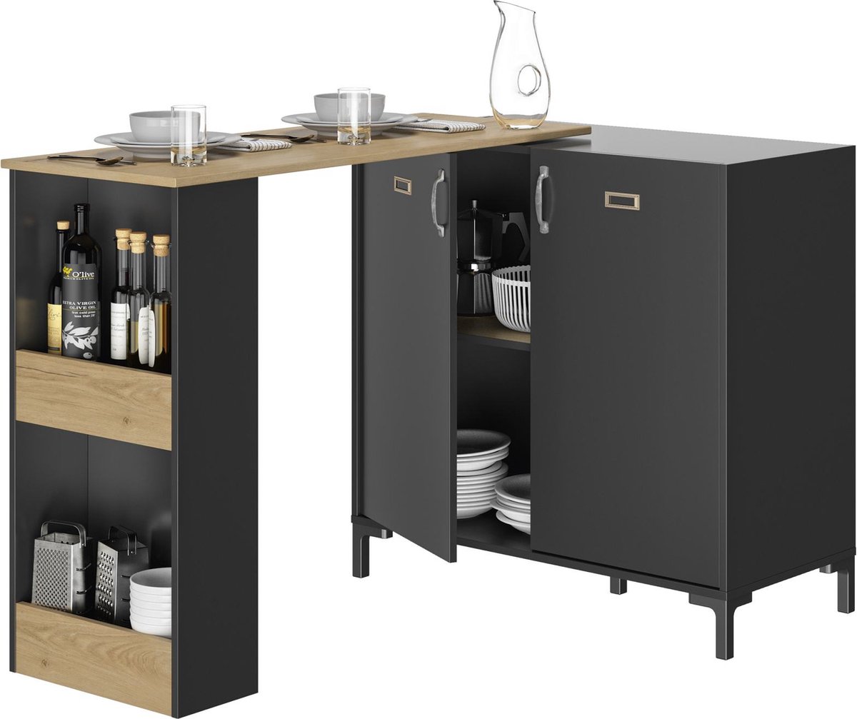Diagone multifunctionele keukentafel barhoogte 94cm MANCHESTER zwart