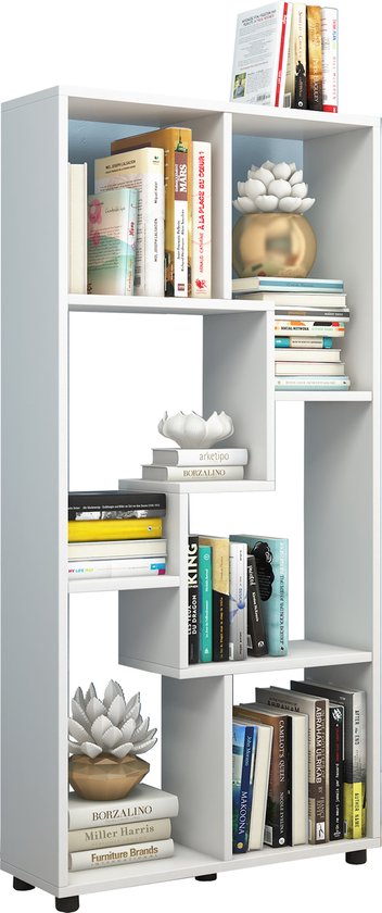 Boekenkasten 106 x 70 x 30 cm Staande plank wit Ruimteverdeler - RICOO