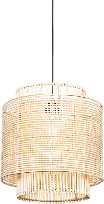 QAZQA maiken - Oosterse Hanglamp - 1 lichts - Ø 34 cm - Naturel - Woonkamer | Slaapkamer | Keuken