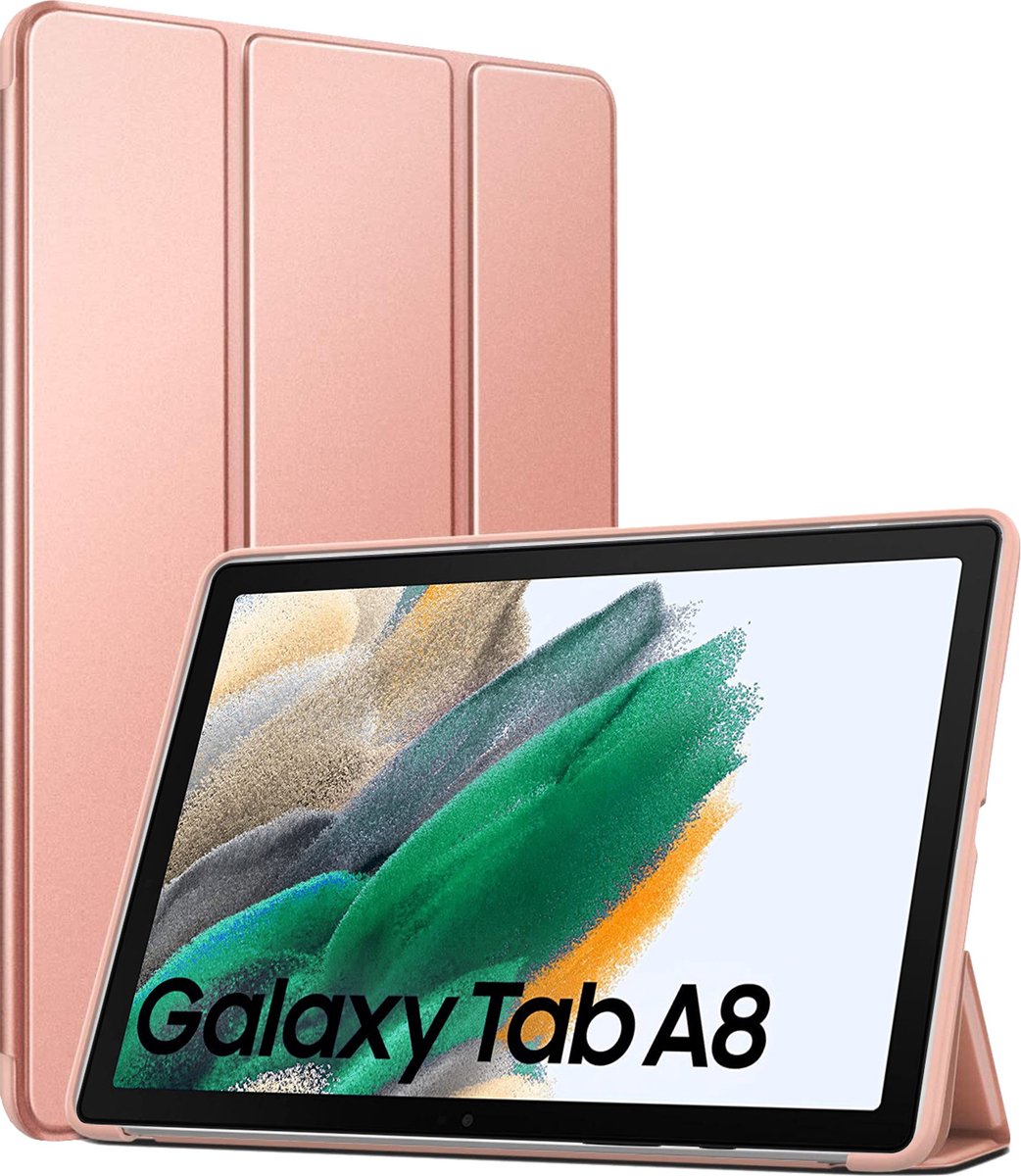 Hoes geschikt voor Samsung Galaxy Tab A8 2021 / 2022 - Trifold Book Case Smart Cover Roségoud