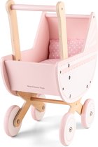 Bol.com New Classic Toys Houten Poppenwagen Roze Inclusief Dekbedje - Duwhoogte 50 centimeter aanbieding