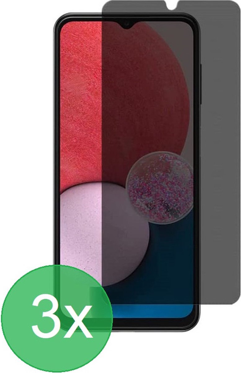 Privacy Screenprotector Glas - Tempered Glass Screen Protector Anti-Spy Geschikt voor: Samsung Galaxy A13 4G - 3x - Beschermglas - Anti Spy - ZT Accessoires