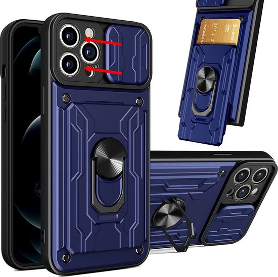 iPhone 13 Pro hoesje met kickstand Blauw iPhone 13 pro camera lens