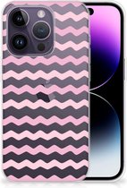 GSM Hoesje Geschikt voor iPhone 14 Pro Bumper Hoesje Waves Roze