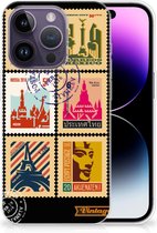 GSM Hoesje Geschikt voor iPhone 14 Pro Trendy Telefoonhoesjes Postzegels