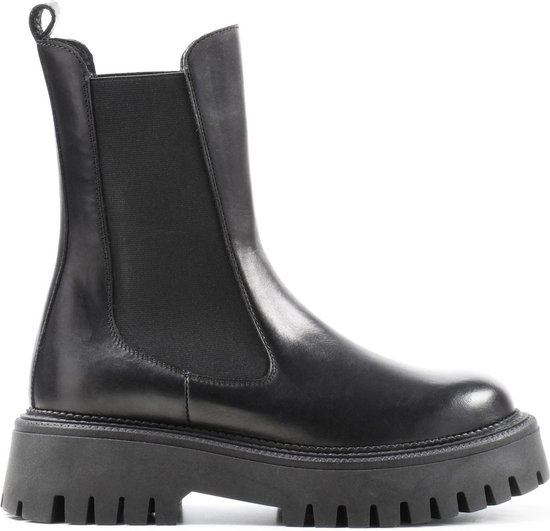 Alexander mcqueen Zwarte Leren Fluo Roze Zool Chelsea Laarzen Black Dames