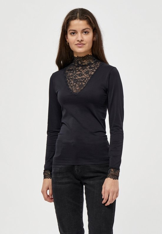 Minus Vanessa V-cut Blouse Tops & T-shirts Dames - Shirt - Zwart - Maat L