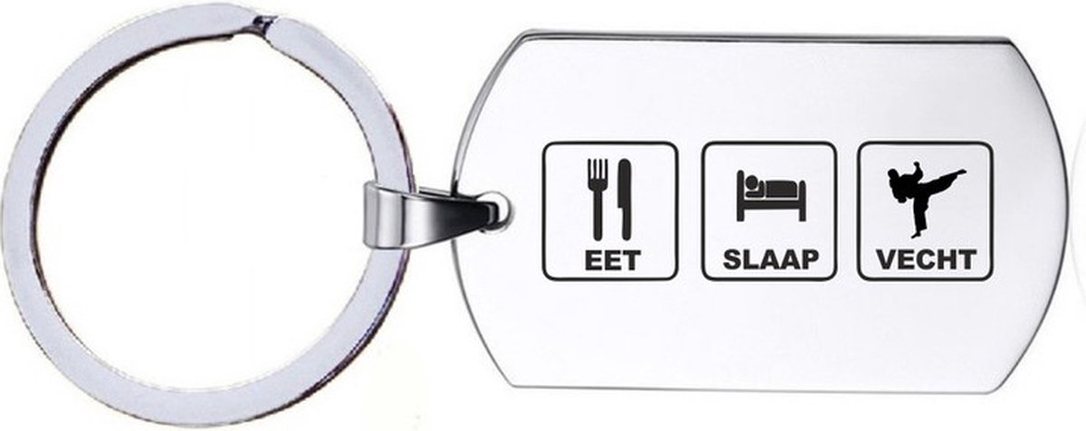 Sleutelhanger RVS - Eet Slaap Vecht