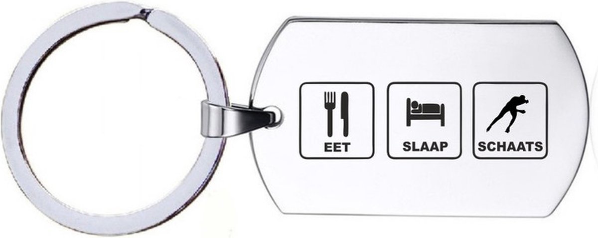 Sleutelhanger RVS - Eet Slaap Schaats