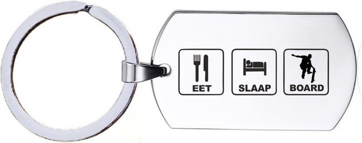 Sleutelhanger RVS - Eet Slaap Board