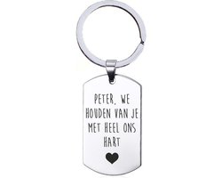 Sleutelhanger RVS - Peter We Houden Van Je Met Heel Ons Hart