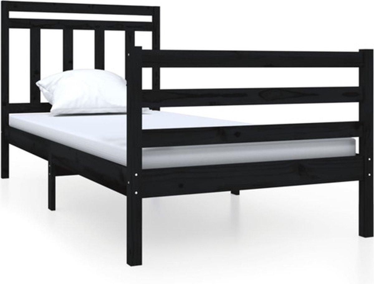 vidaXL Bedframe massief hout zwart 90x190 cm 3FT Single