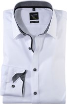 OLYMP No. Six super slim fit overhemd - wit (zwart contrast) - Strijkvriendelijk - Boordmaat: 37