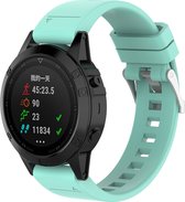 Siliconen sport glossy bandje geschikt voor Garmin Fenix 5 - Plus & Sapphire - Fenix 6 - Pro & Sapphire - Garmin Fenix 7 - Solar & Sapphire Garmin Epix Gen 2 - Quickfit 22 / 22mm band voor Garmin smartwatches - Horlogebandje - Polsband - blauw