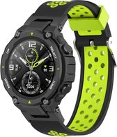 Siliconen Smartwatch bandje - Geschikt voor Amazfit T-Rex - Pro sport bandje - zwart/groen - Strap-it Horlogeband / Polsband / Armband