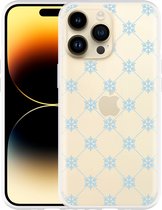 Geschikt voor Apple iPhone 14 Pro Max Hoesje Snowflake Pattern - Designed by Cazy