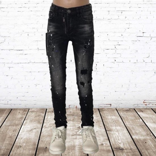 Zwarte jongens jeans met scheuren SN841 -s&C-158/164-spijkerbroek jongens |  bol.com