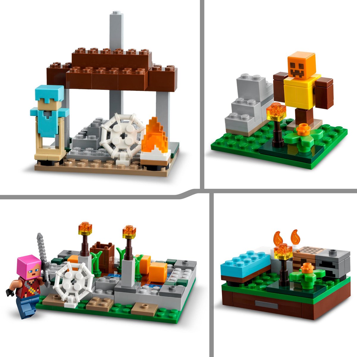 BRICKCOMPLETE Lego Minecraft Lot de 3 pièces : 21189 Le donjon  squelettique, 21190 Le village abandonné & 30432 Plage de tortue :  : Jeux et Jouets