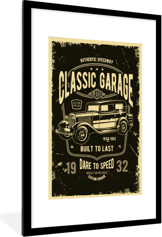 Fotolijst incl. Poster - Mancave - Auto - Retro - Garage - 80x120 cm -  Posterlijst | bol.com