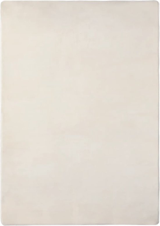 vidaXL Vloerkleed teddy 170x120 cm crèmekleurig