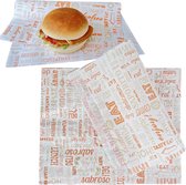 Rainbecom - 28 x 34 cm - 100 Stuks - Hamburger Vetvrij Papier - Duurzaam - Vocht en Vetbestendig - Papieren voor Sandwiches, Hamburgers, Snacks