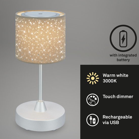 combineren resultaat Ziektecijfers Briloner Leuchten - LED tafellamp accu, dimbaar, sterdesign, stoffen LED  tafellamp... | bol.com